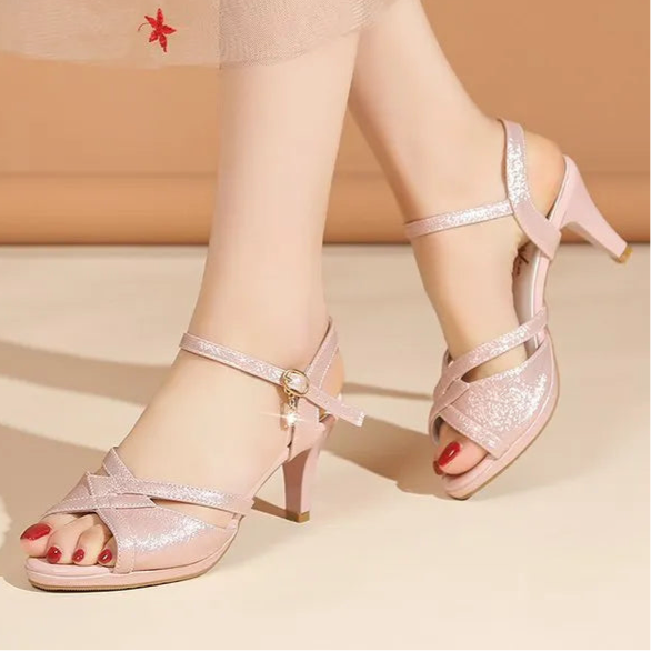 Open Toe Mid Heel Sandals in 3 Colours