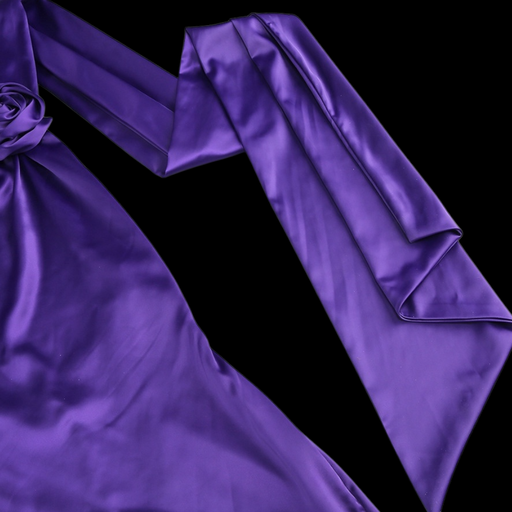 Robe de soirée en satin taille haute, dos nu, couleur unie, col licou