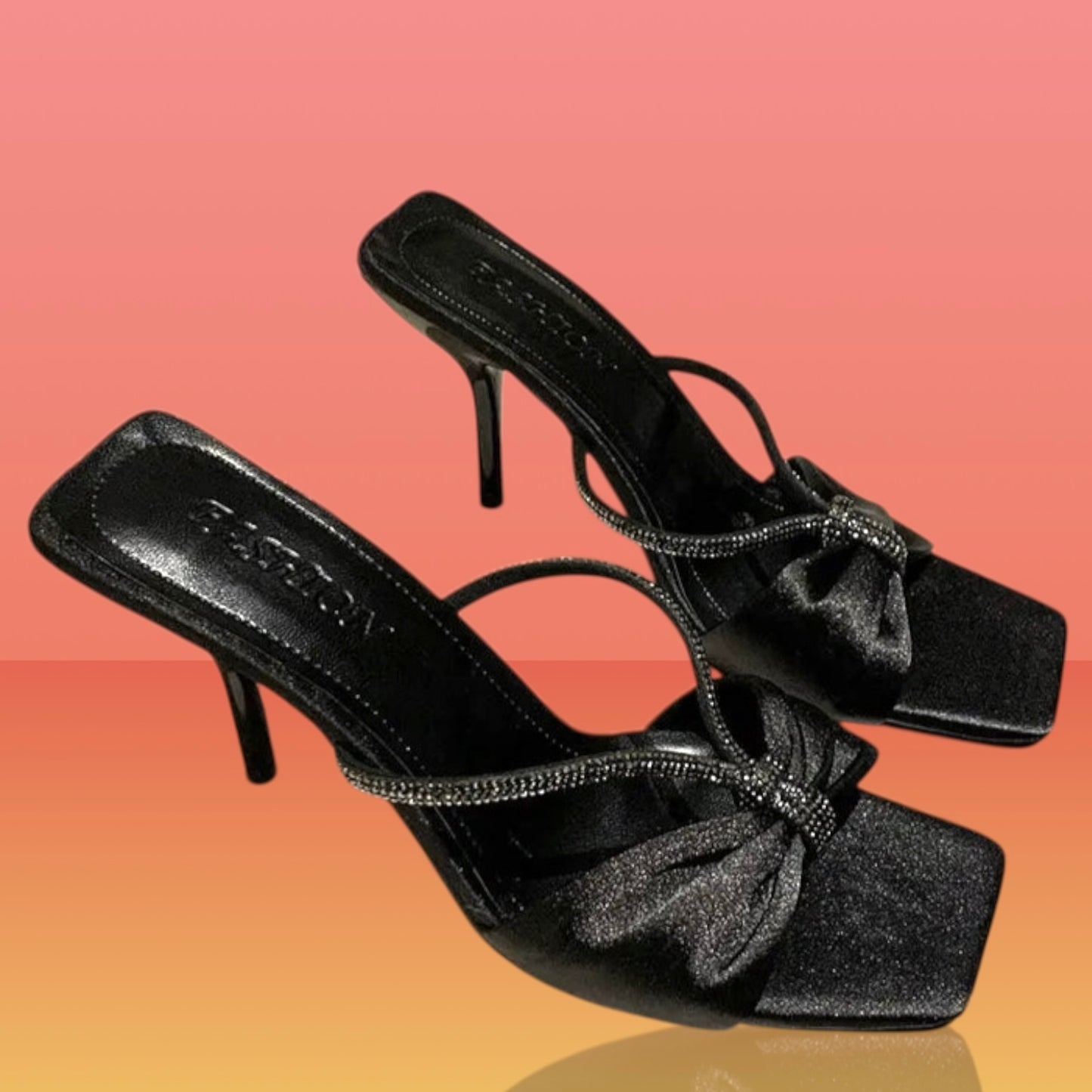 Rhinestone Mid Heel Sandals in 3 Colours