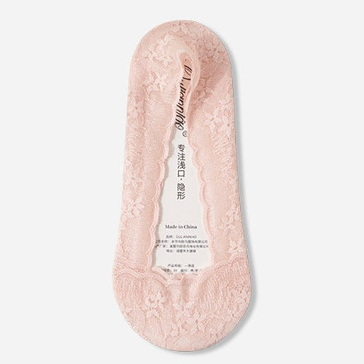 Summer Lace Invisible Anti-Sliding Cotton Footie Socks in 7 Colours