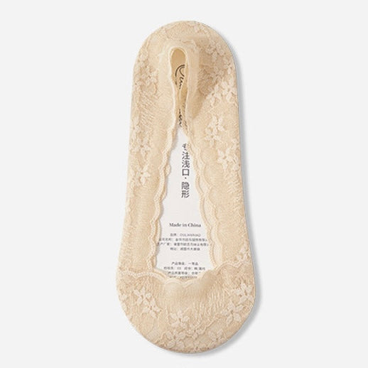 Summer Lace Invisible Anti-Sliding Cotton Footie Socks in 7 Colours