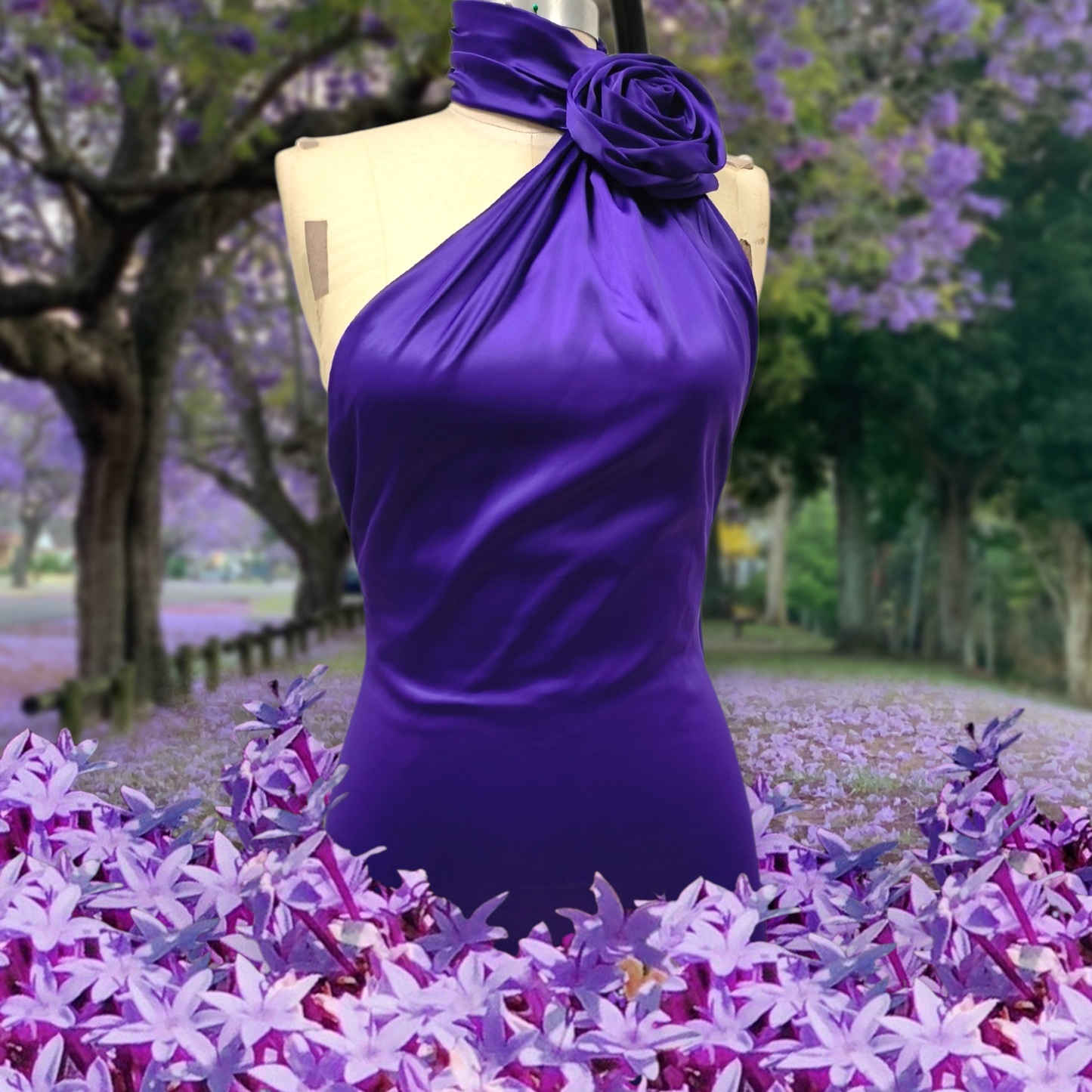 Robe de soirée en satin taille haute, dos nu, couleur unie, col licou