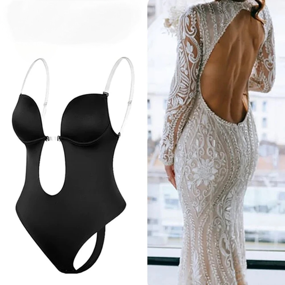 Bridal Essentials | Invisible Seamless Thong Bodysuit Shapewear in 2 Colours for Backless Deep/V-Neck/U-Plunge Dresses