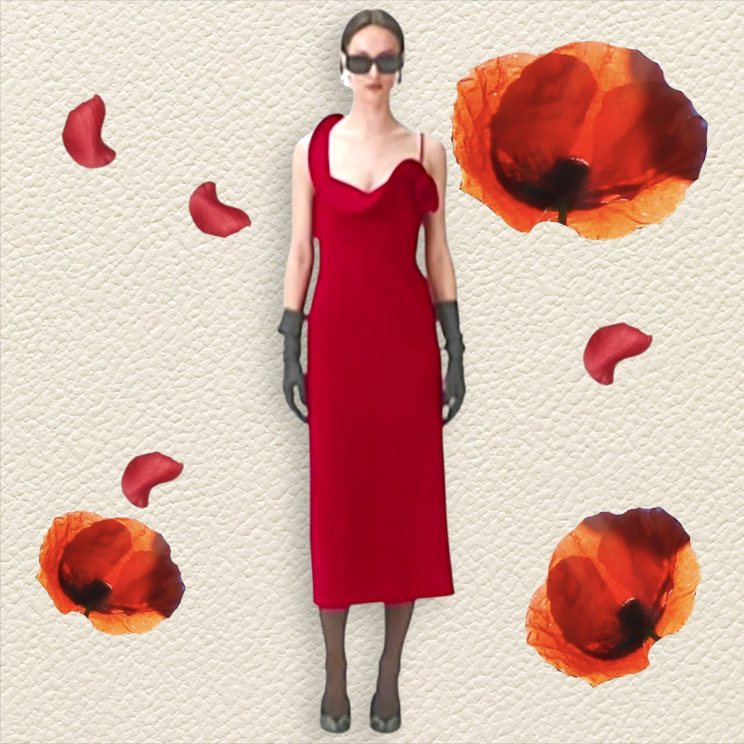 Chic Petal Dress in Red