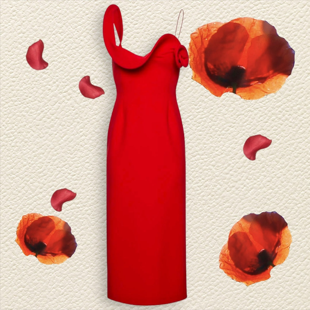 Chic Petal Dress in Red