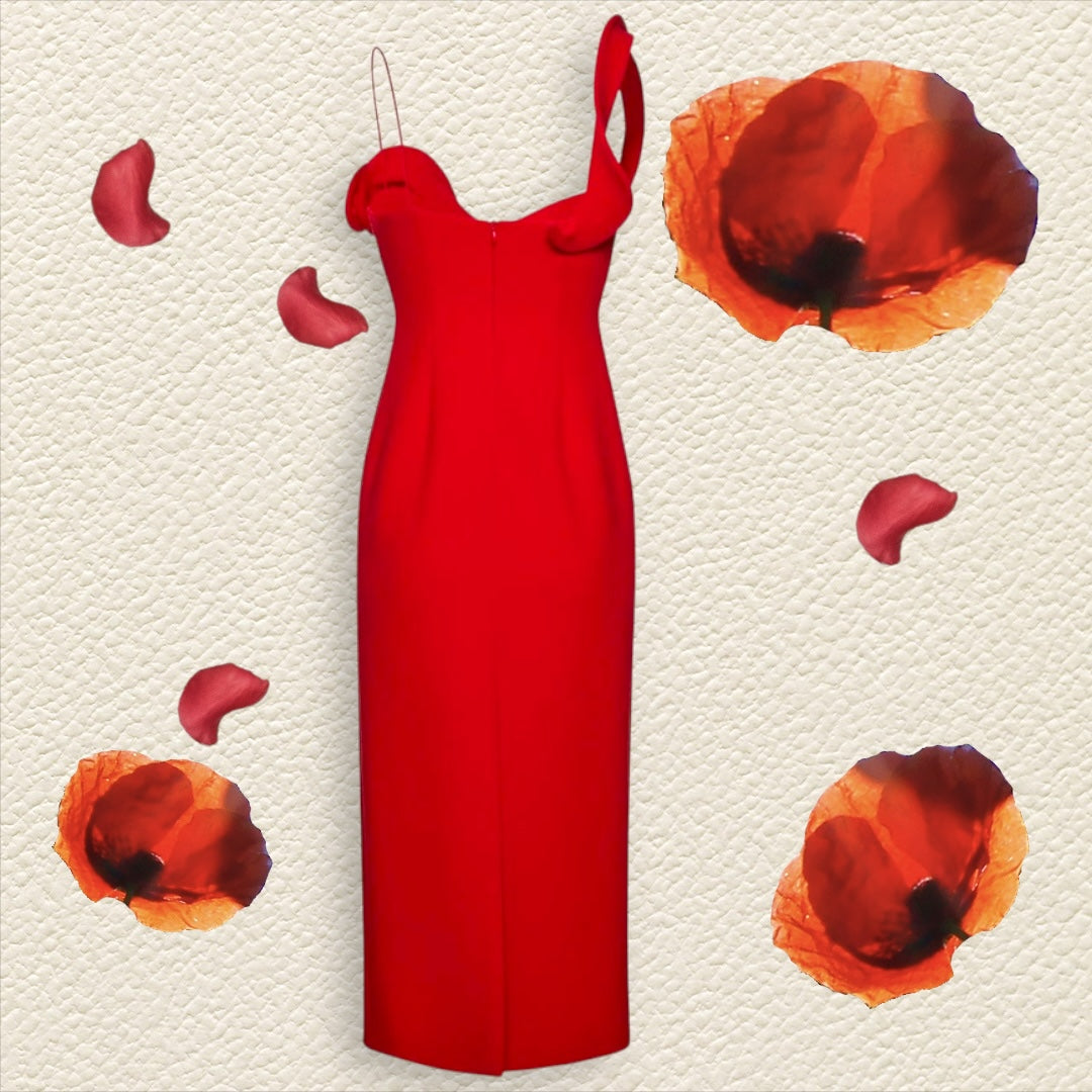 Chic Petal Dress in Red