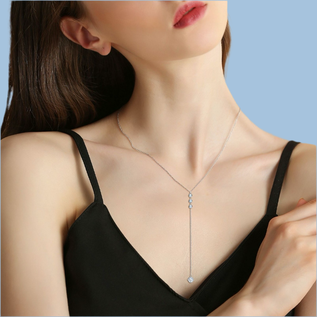 1.3 Carat Moissanite Drop Necklace in Sliver