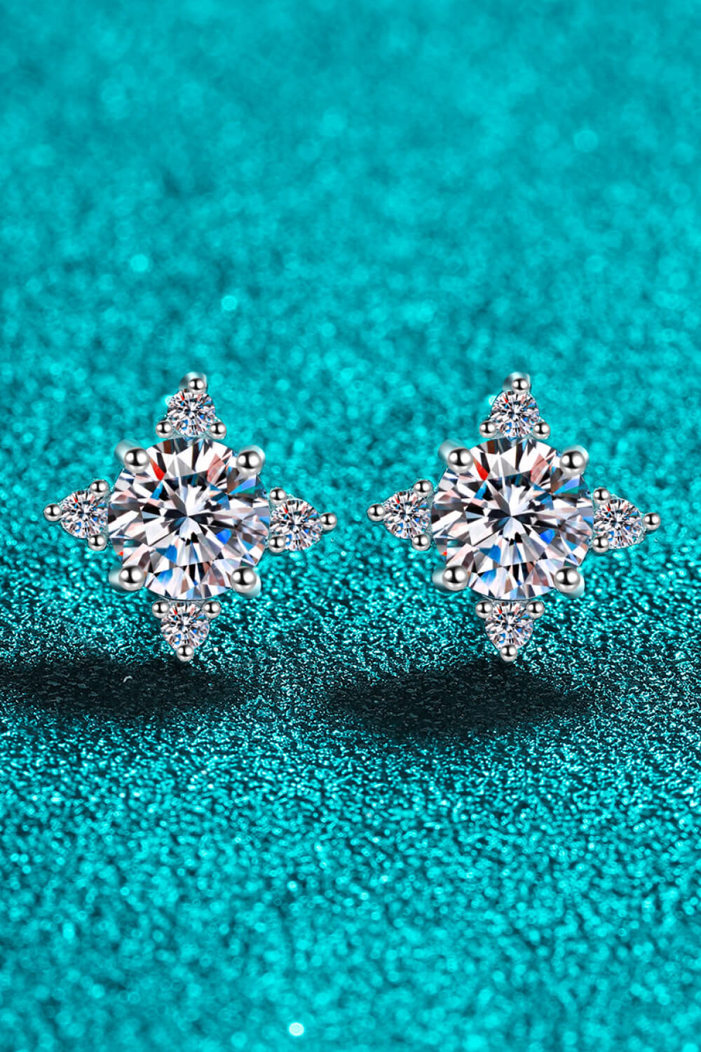 2 Carat Moissanite Snowflake Stud Earrings