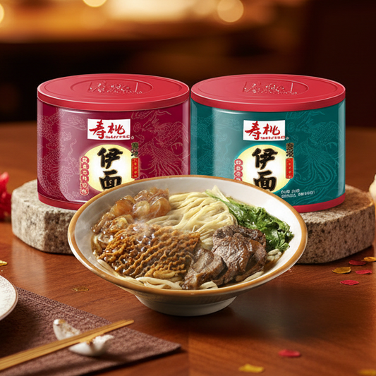 BIRTHDAY CELEBRATIONS ｜ Shoutao Brand Longevity 壽桃牌長壽伊面 一筒兩個 兩種口味 壽宴回禮   Hong Kong Restaurant Style Whole Egg Pasta in Pack of 2; Available in 2 Flavours (Shelf Life: 240 Days)