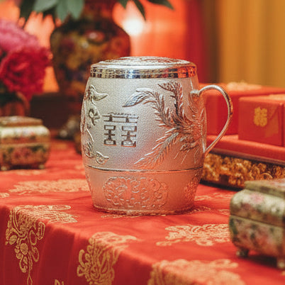 Pure silver Descendant Bucket 999 sterling silver wedding bucket toilet a wedding ornament for the bride s dowry image 4