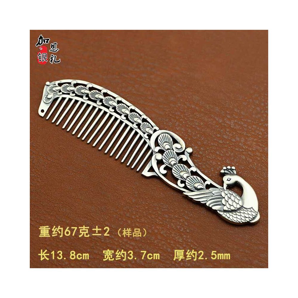 Handmade Long Handle Silver Combs 999 Pure Silver Authentic Yunnan Snowflake; With Certificate; Free Engraving of Name