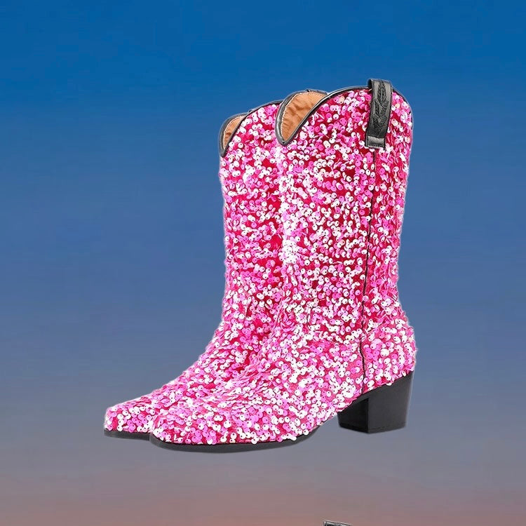 Sequin Women’s Cowboy Boots in 5 Trendy Colours  (Customization)