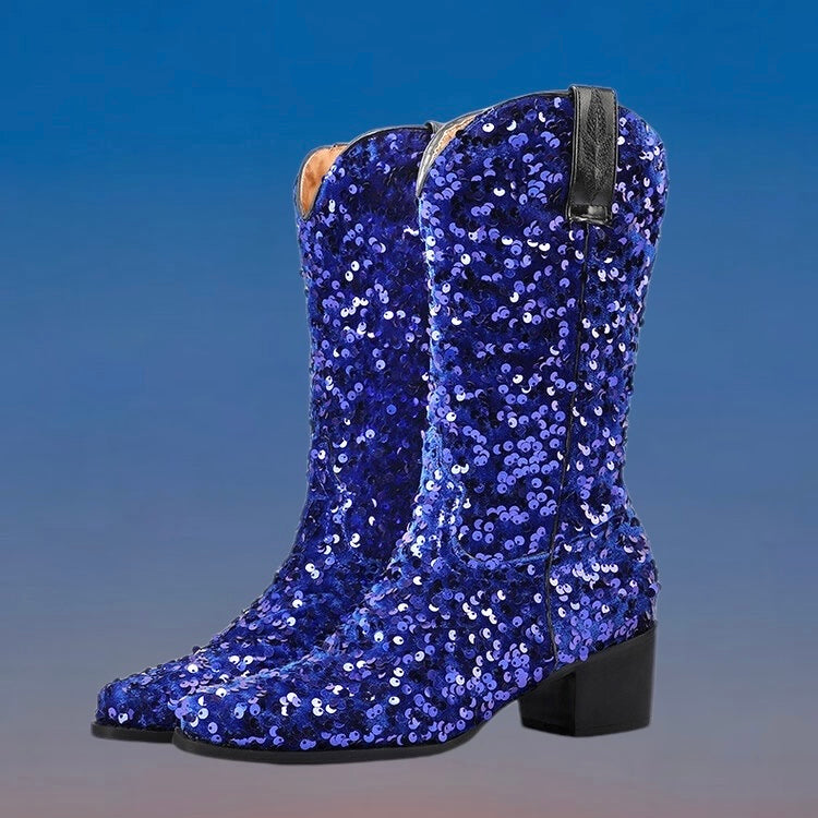 Sequin Women’s Cowboy Boots in 5 Trendy Colours  (Customization)