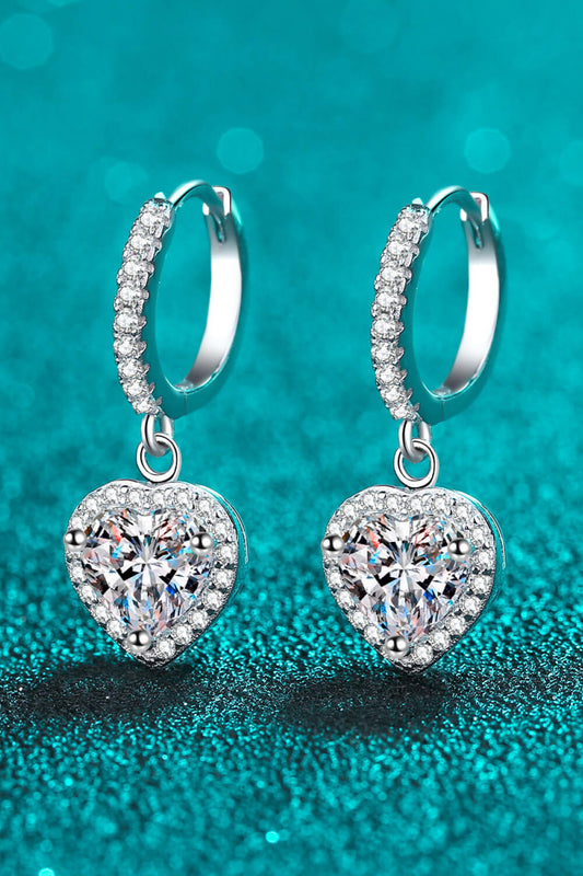 4 Carat Moissanite Heart-Shaped Drop Earrings