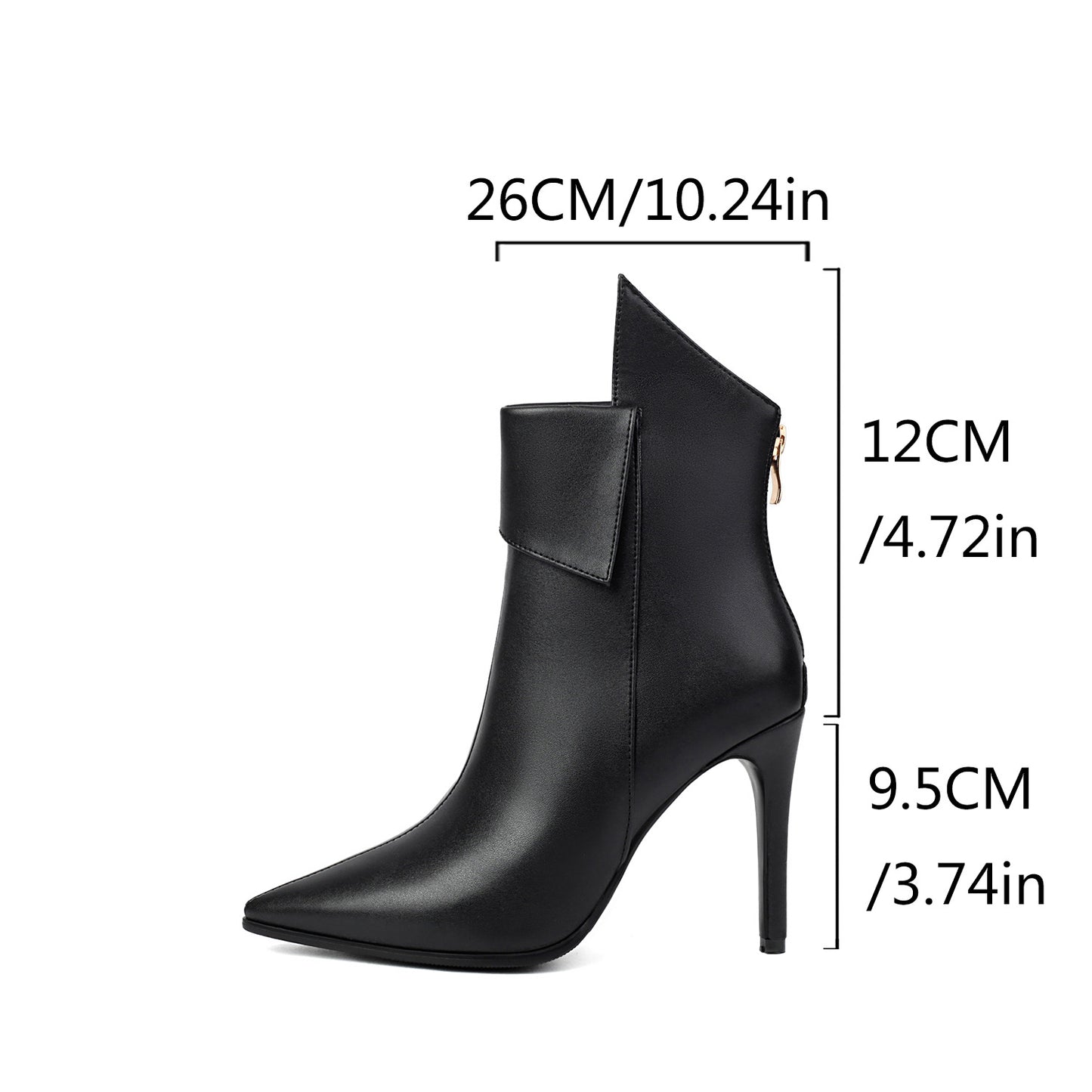 2024AW Metallic Faux Leather Pointed High-Heel Ankle Boots (11cm) in 4 Trendy Colours