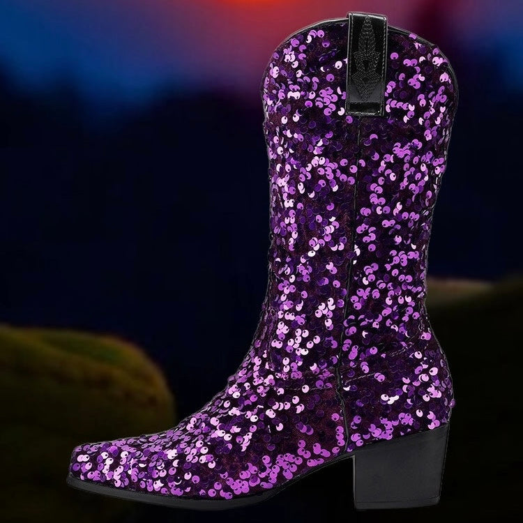 Sequin Women’s Cowboy Boots in 5 Trendy Colours  (Customization)