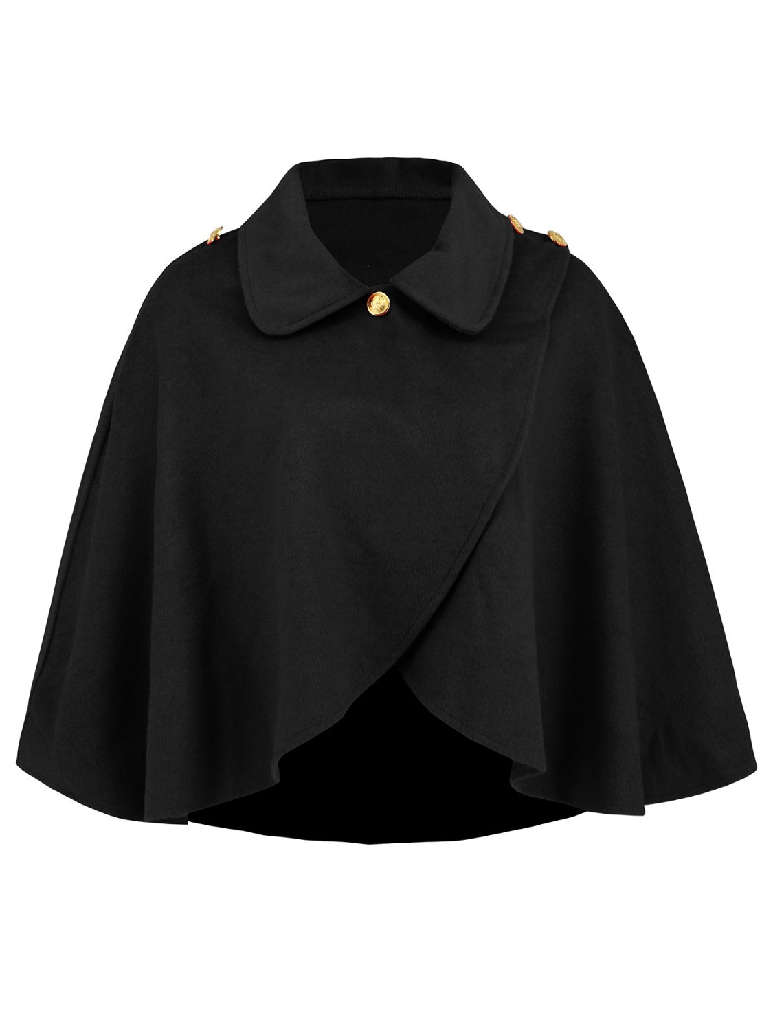 Elegant Cropped Cape with Collar in Red/Black