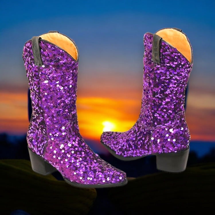 Sequin Women’s Cowboy Boots in 5 Trendy Colours  (Customization)