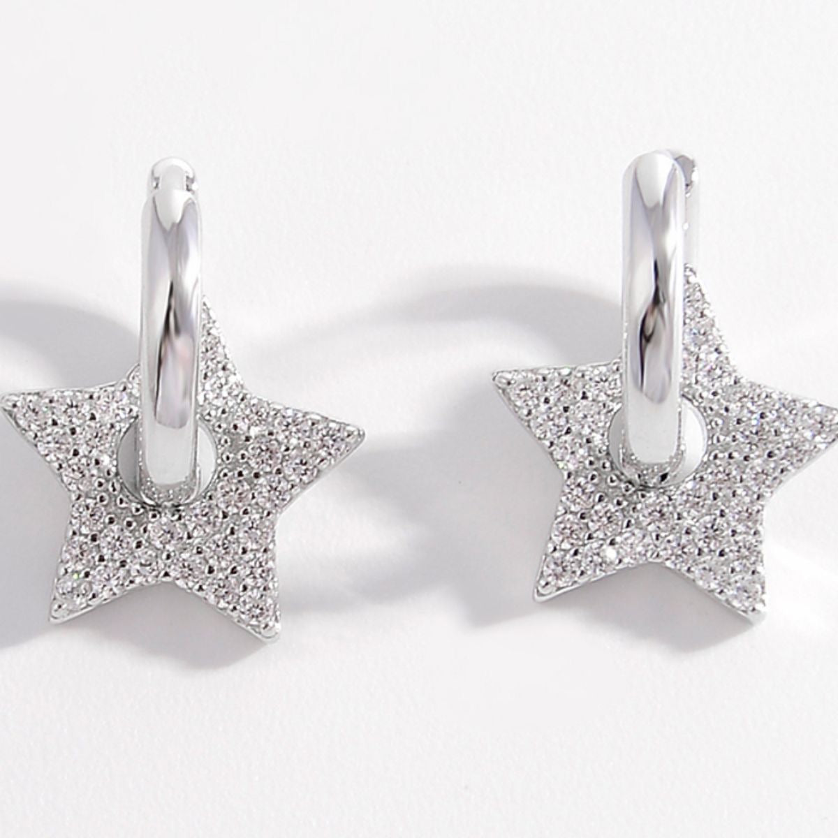 925 Sterling Silver Zircon Star Earrings in Gold / Sliver