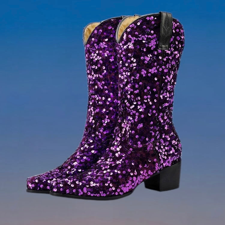 Sequin Women’s Cowboy Boots in 5 Trendy Colours  (Customization)