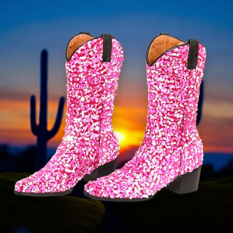 Sequin Women’s Cowboy Boots in 5 Trendy Colours  (Customization)