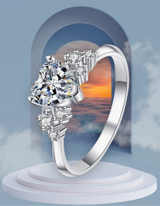 1 Carat Moissanite Heart Ring