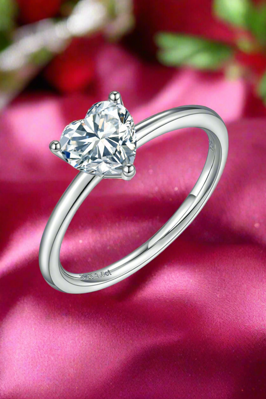 1 Carat Round / Oval / Heart / Pear / Princess / Rectangle /  Triangle Shaped Moissanite 925 Sterling Silver Solitaire Ring