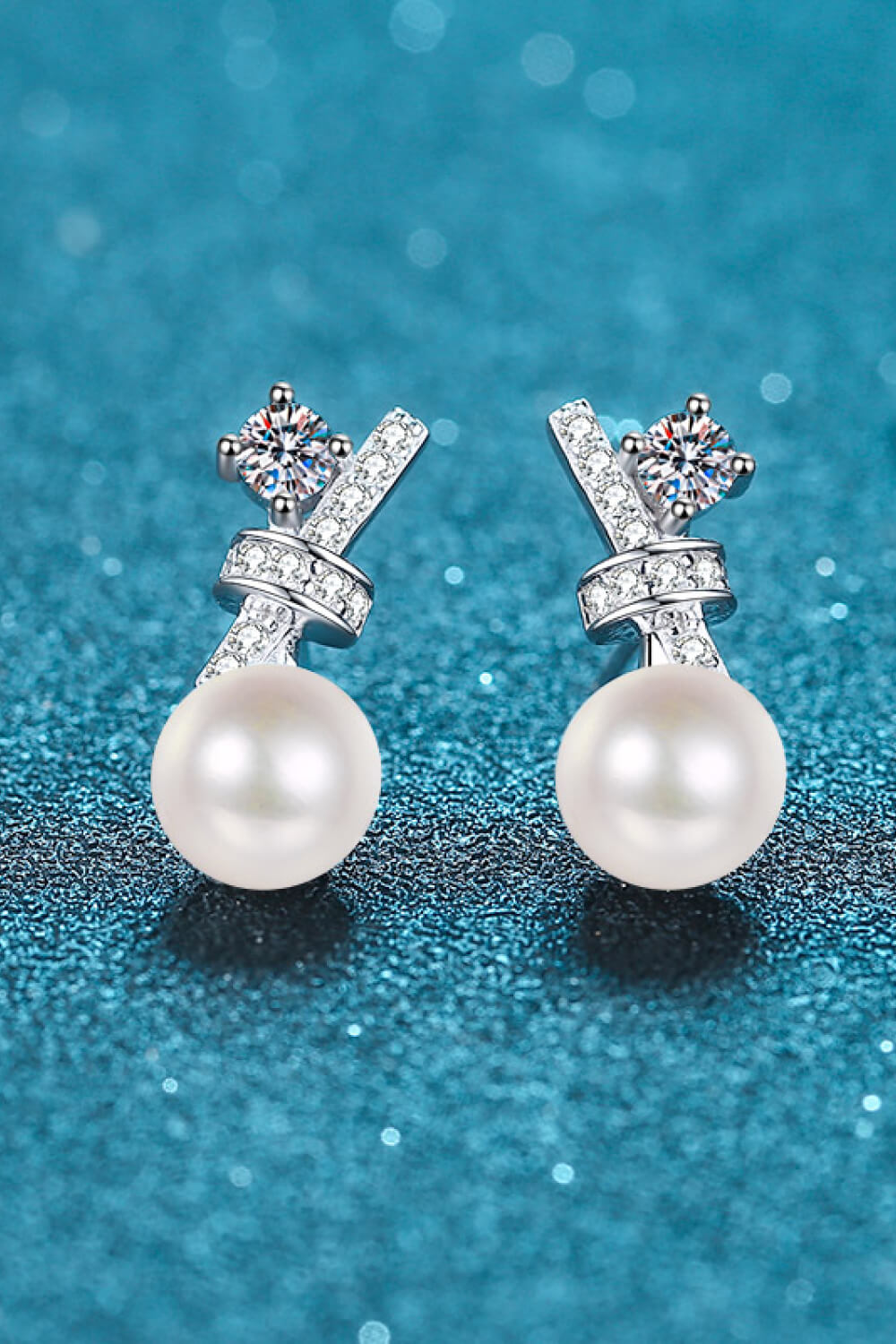 2 cm Pearl Moissanite Stud Drop Earrings