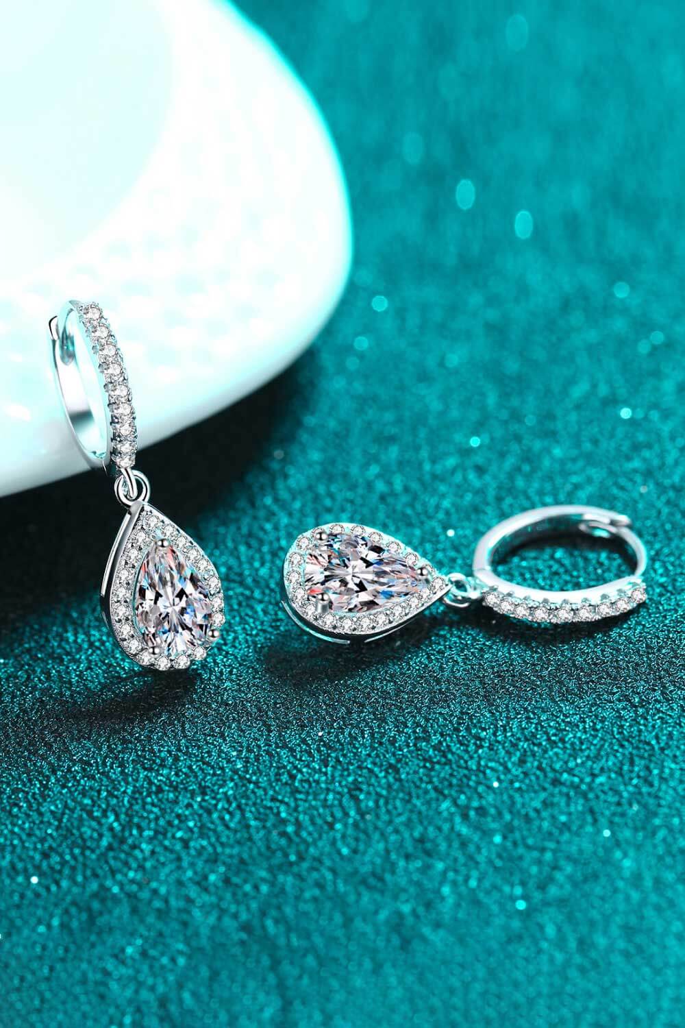 2 Carat Pear Shaped Moissanite Teardrop Earrings