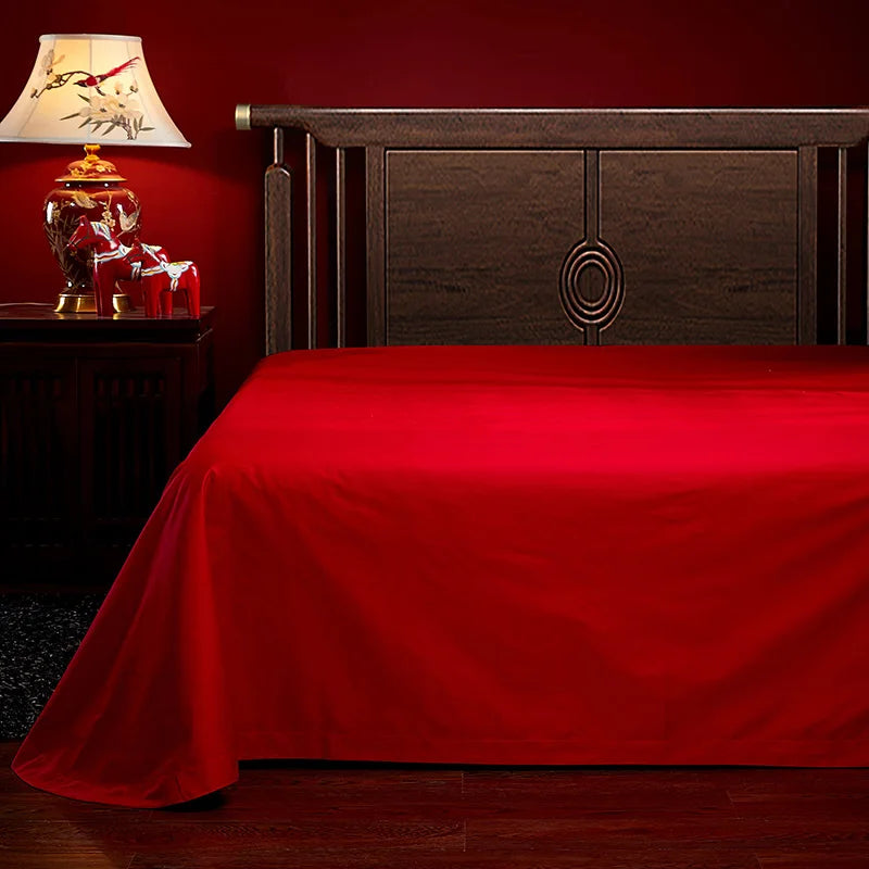 أطقم مفروشات زفاف صينية فاخرة من القطن المصري، مطرزة بشعار "السعادة المزدوجة" من جولدن لونج فينيكس؛ غطاء لحاف، ملاءة سرير، غطاء وسادة، متوفرة بمقاس كينج وكوين 