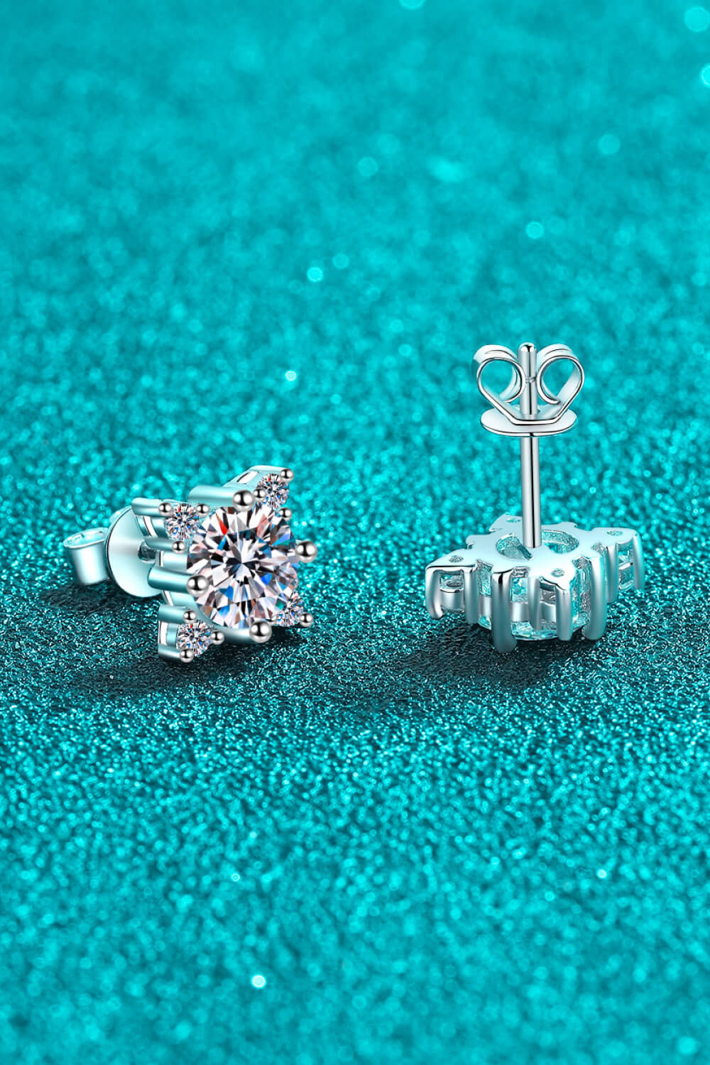 2 Carat Moissanite Snowflake Stud Earrings