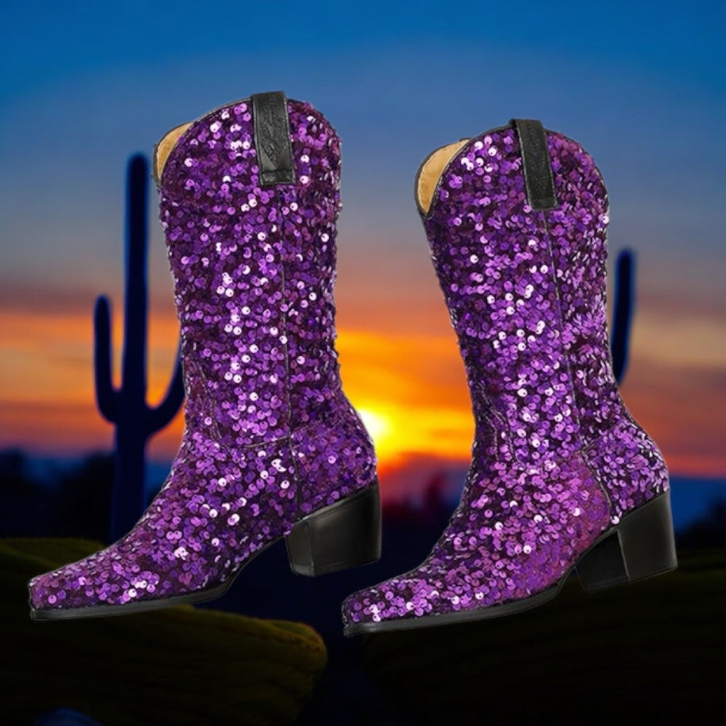 Sequin Women’s Cowboy Boots in 5 Trendy Colours  (Customization)