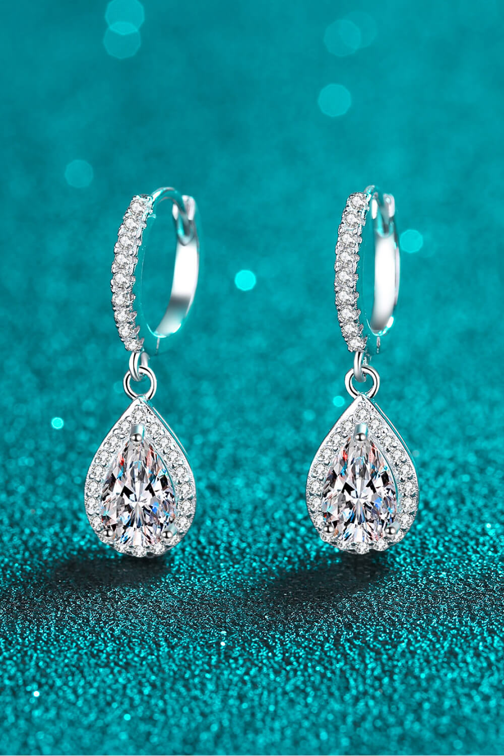 2 Carat Pear Shaped Moissanite Teardrop Earrings