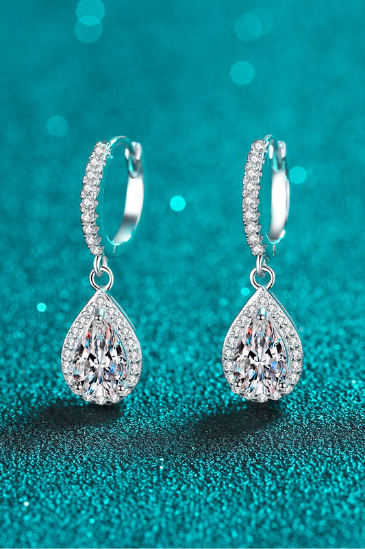 2 Carat Pear Shaped Moissanite Teardrop Earrings