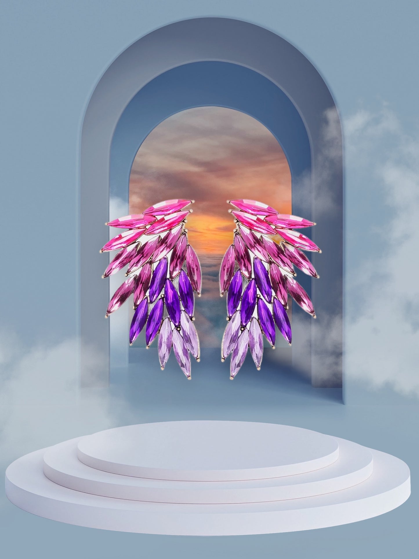 Alloy Acrylic Wing Earrings (Violet / Blue / Multicolour) (Buy 1 Get One $40 Item FREE)