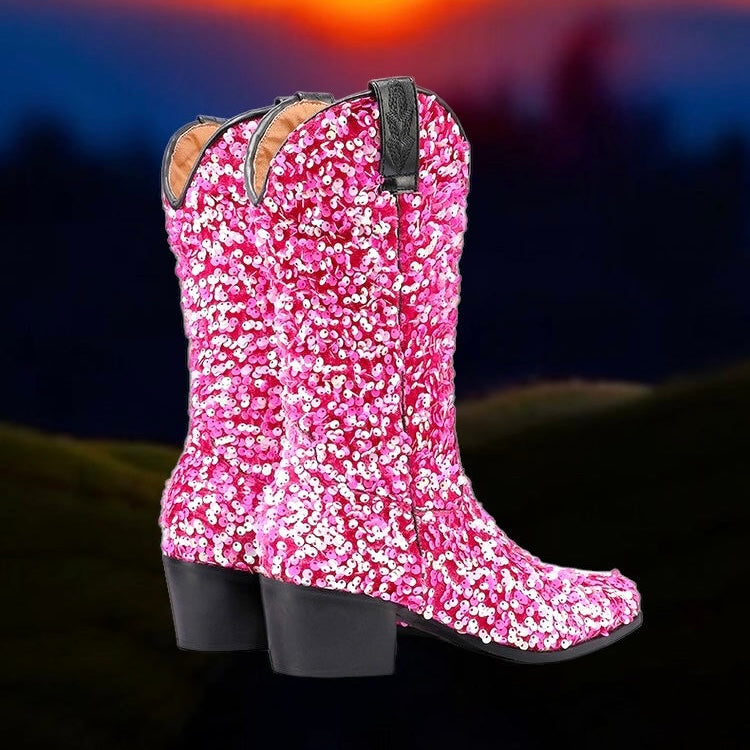 Sequin Women’s Cowboy Boots in 5 Trendy Colours  (Customization)