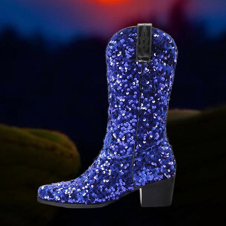 Sequin Women’s Cowboy Boots in 5 Trendy Colours  (Customization)