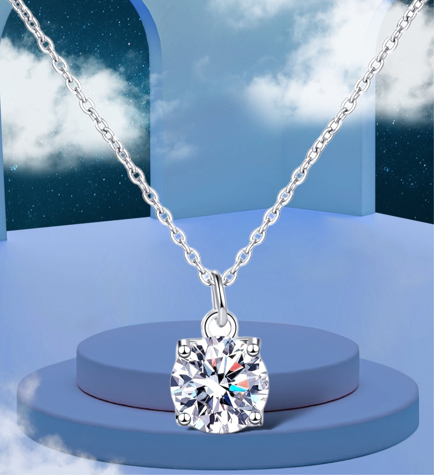 1 Carat Moissanite 925 Sterling Silver Necklace