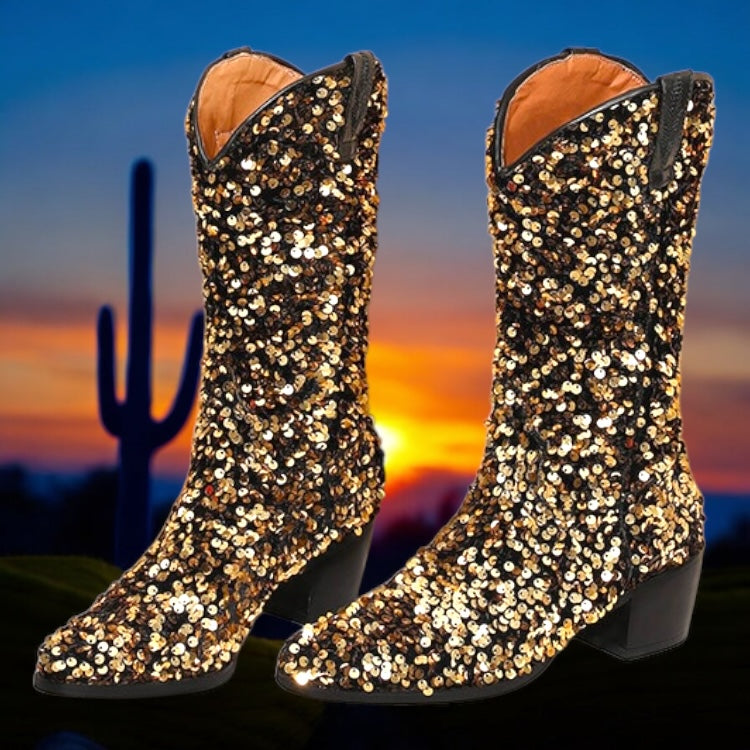 Sequin Women’s Cowboy Boots in 5 Trendy Colours  (Customization)