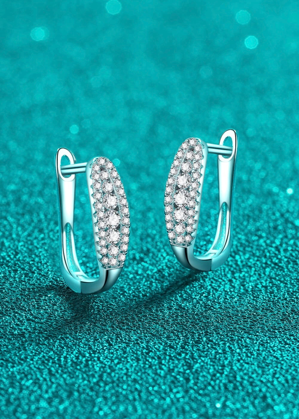 0.5 Carat Moissanite Rhodium-Plated Huggie Earrings