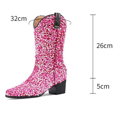 Sequin Women’s Cowboy Boots in 5 Trendy Colours  (Customization)