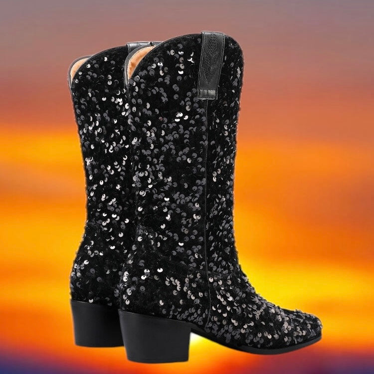 Sequin Women’s Cowboy Boots in 5 Trendy Colours  (Customization)