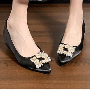 2025SS Satin Pointed Flat Bridal Shoes 5cm Inner Height in 3 Colours