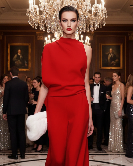 EXECUTIVE PARTY OUTFITS ｜Sophisticated One-Shoulder Jumpsuits for Party and Office in 3 Colours