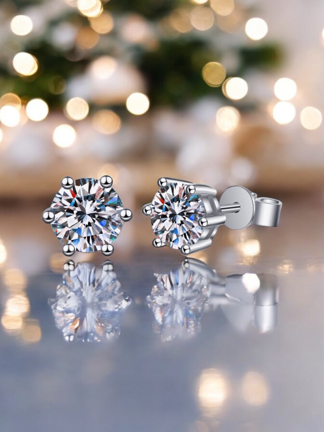 Adored 1 carat Moissanite Stud Earrings in Sliver