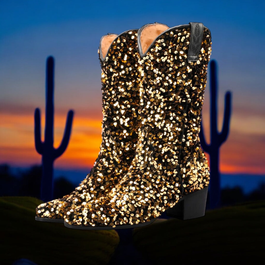 Sequin Women’s Cowboy Boots in 5 Trendy Colours  (Customization)