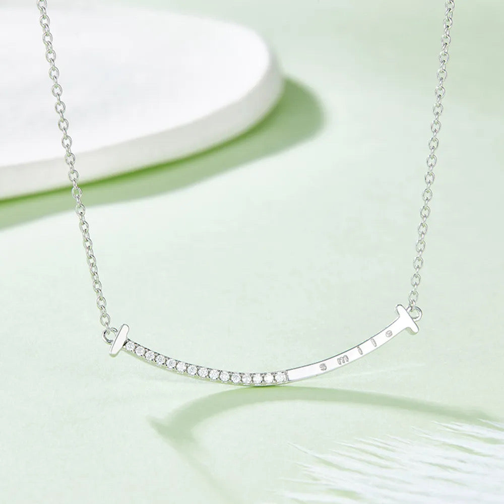 Smile Moissanite 925 Sterling Silver Necklace