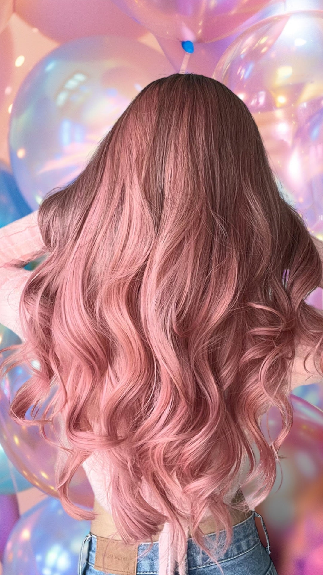 Long Wave Synthetic Wigs in Pink 26''