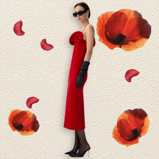 Chic Petal Dress in Red
