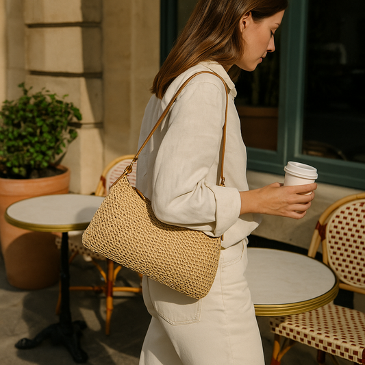 Nouveau sac à bandoulière en paille tissé en forme de U pour femme, sac à bandoulière simple en corde de papier, sac à bandoulière décontracté tout-assorti, sac de plage de vacances